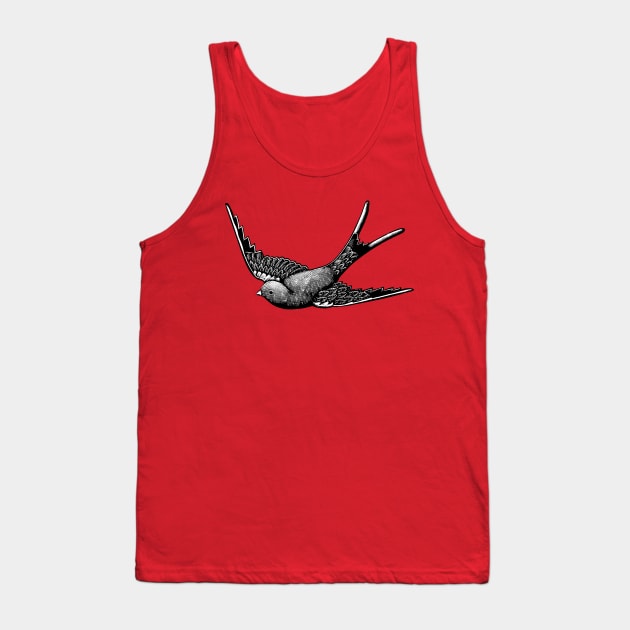 Vintage Flying Swallow Bird Tank Top by Pixelchicken